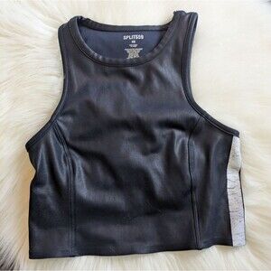 Splits59 Dark Navy Blue Women's Crop Cropped Tank Top XS Racing Stripe